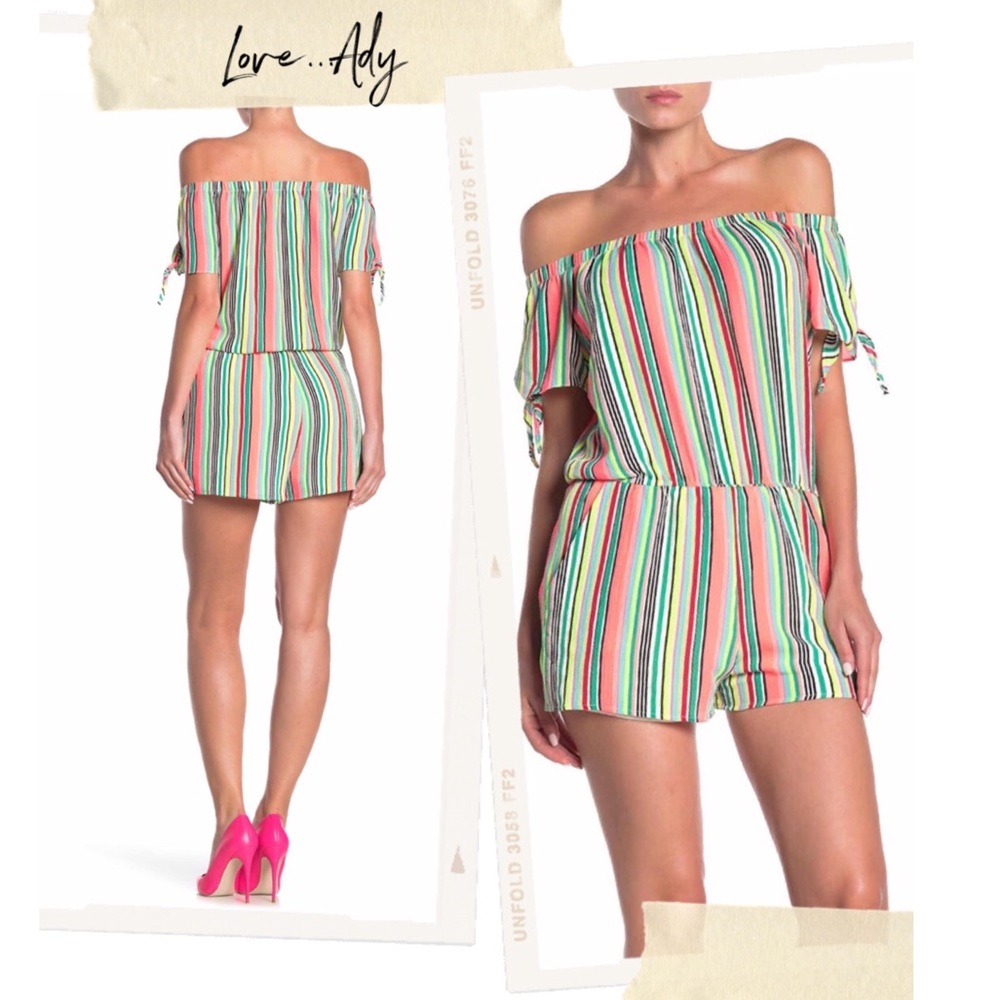 Love...Ady Stripe Tie Sleeve Romper